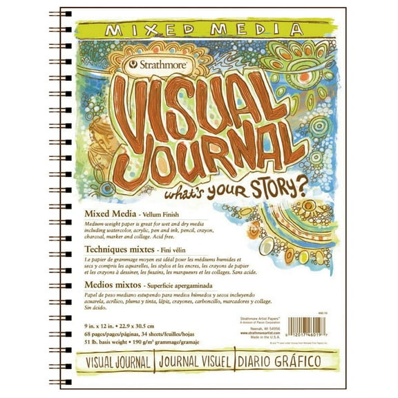 Strathmore 500 Series Visual Mixed Media Journal, 9"x12" Vellum, Wire Bound, 34 Sheets