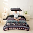thumbnail image 2 of jejeloiu Mystical Tribal Twin Duvet Cover,Boho Print Twin Bedding For Boys,Multicolor Black,Black Reversible,2 Pieces,1 Duvet Cover and 1 Pillowcase, 2 of 6