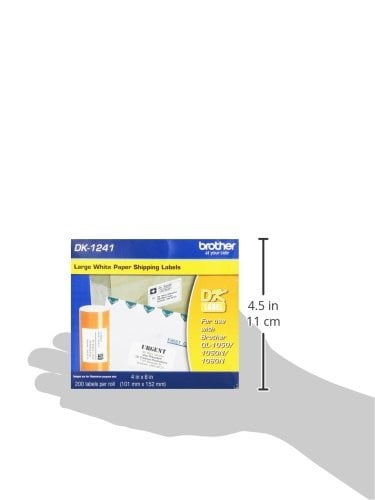 Brother Genuine DK-1241 Die-Cut Shipping Paper Labels for Brother QL Label Printers, 4 in x 6 in (101 mm x 152 mm), DK1241