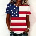 thumbnail image 3 of JTZGDY Womens Patriotic Shirts 4th of July American Flag Print Summer Short Sleeve Crewneck Graphic T-Shirts Trendy Holiday Oversized Tees Tops Multicolor#04 XL, 3 of 6