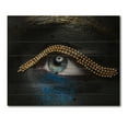 thumbnail image 3 of Designart 'Woman Eyes With Black Skin With A Gold Chain' Modern Print on Natural Pine Wood, 3 of 5