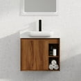 thumbnail image 2 of Tcbosik 24" Floating Bathroom Vanity with Ceramic Sink, Wall Mounted Vanity Cabinet with Open Shelf and Soft Closing Door for Small Space, Brown Ebony, 2 of 10