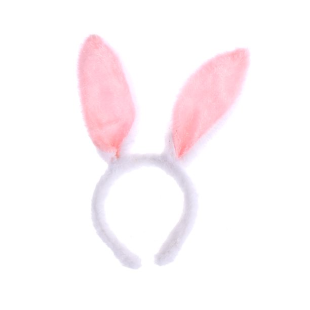 FELTECHELECTR Diademas con orejas de conejo de peluche (blancas y rosas)