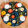 thumbnail image 2 of Pioneer Flower Floral Print Pattern Round Fitted Tablecloth with Elastic Edge,Dining Table Cover Waterproof,Outdoor Round Tablecloth for Camping,Dining,Indoor and Outdoor, 2 of 7
