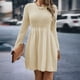 thumbnail image 2 of Vestido de punto de color liso para mujer, manga larga y largo midi. Cómodo y versátil para todas las estaciones. Tallas: S-XL., 2 of 4