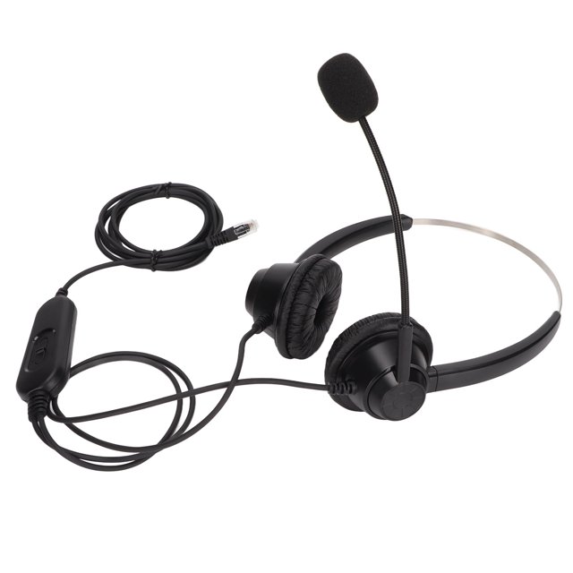 RJ9 Phone Headset, Lightweight H360D-RJ9-MVA Binaural Phone Headphone With Adjustable Volume Mic Mute For Office