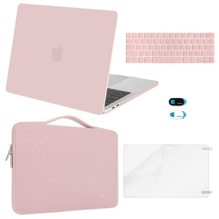 Mosiso 5 in 1 New MacBook Pro 13 inch Case 2016-2020 Release A2338 M1 A2289 A2251 A2159 A1989 A1706 A1708, Hard Shell Case&Sleeve Bag for Apple MacBook Pro 13'' with/without Touch Bar, Rose Quartz