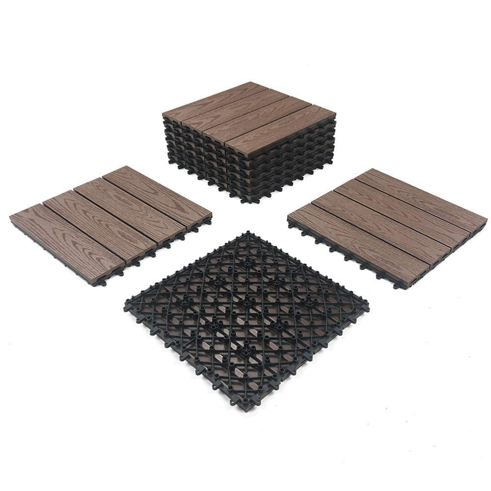 RevTime Easy DIY WoodPlastic Deck Tiles 12" x 12" x 3/4”, Outdoor