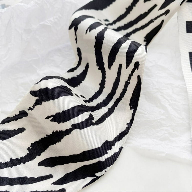 Black pure silk foulard with gray print - Silky Stripes, Neckwarmer