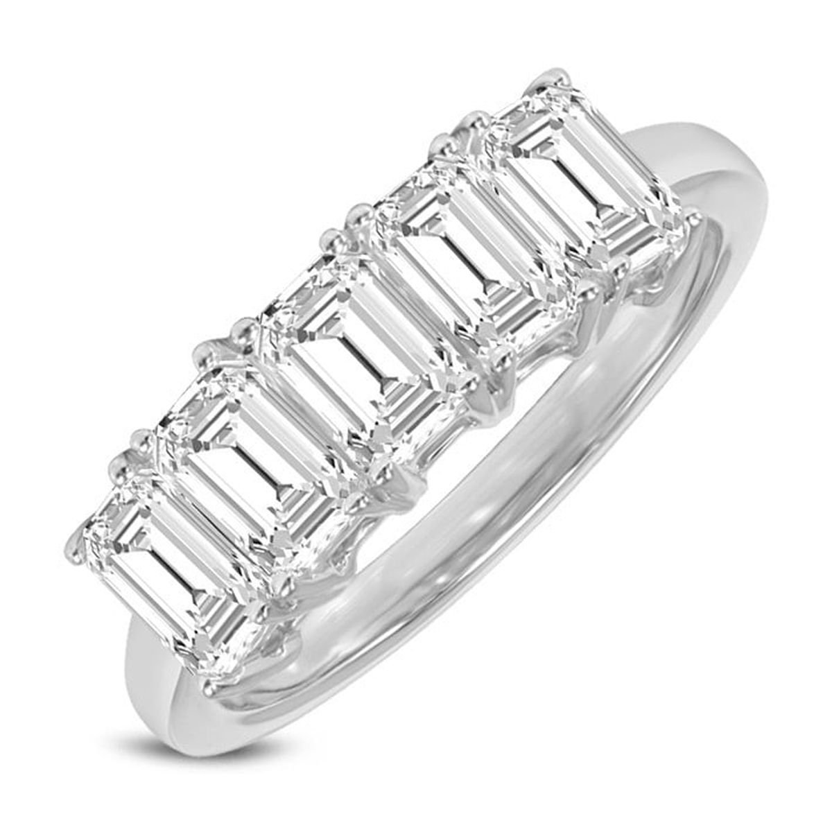 TimeLe$$ Classics 14K White Gold Round Lab Grown Diamond Ladies Five Stone Wedding Anniversary Stackable Ring Band - 0.50 CTTW (Ring Size: 4.5)