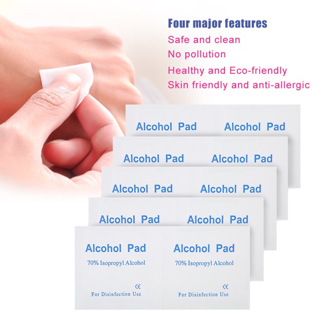 Lingette 10 Pcs Tampon Jetable à Alcool Tampon en Coton Premiers Soins Nécessaires