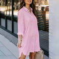 thumbnail image 2 of Kaemgyyd Womens Button down Shirt Dresses with Pockets Beach Cover up Striped Tunics Long Sleeve High Low Blouse Tops Dress, 2 of 7