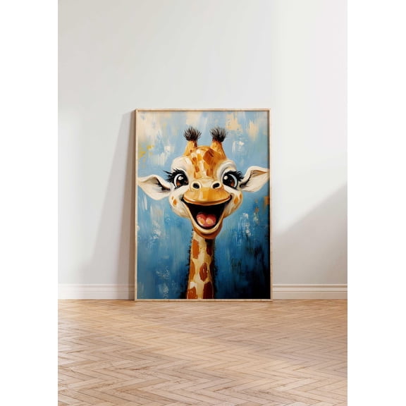 Happy Giraffe Nursery Print, Playroom Print, Fun Nursery Wall Art, Safari Nursery Decor, Animal Prints, Safari Animal Nursery Print Home Decor #89, Unframed Poster Size 8x12