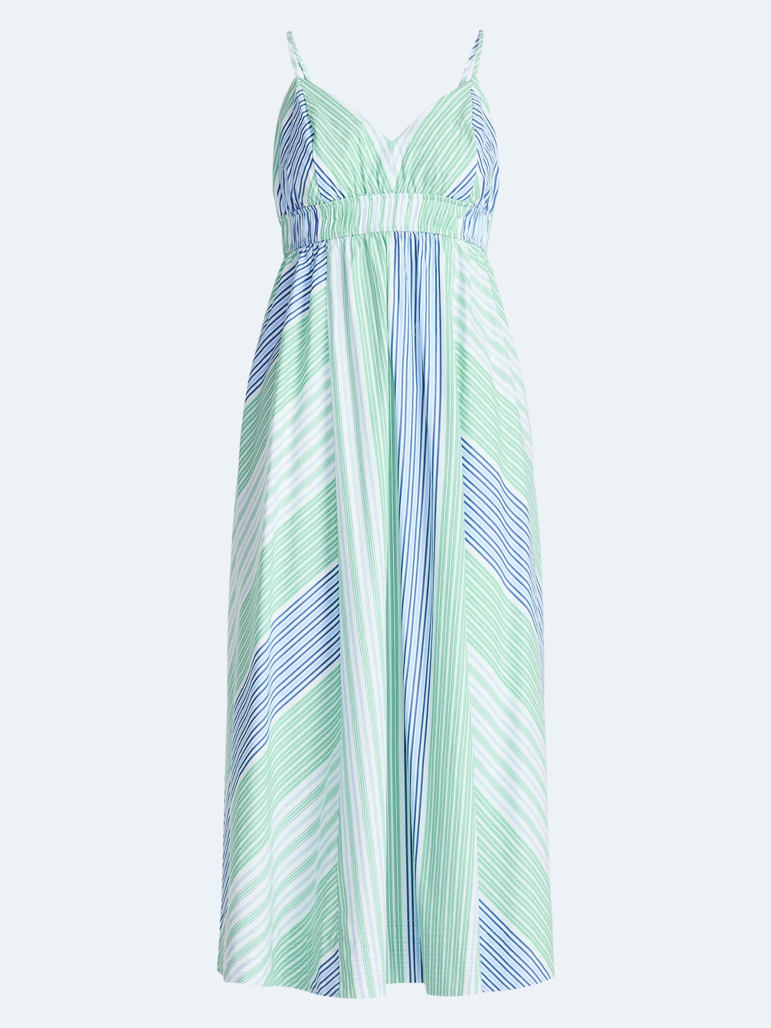 Free Assembly Women's and Women's Plus Striped Cotton Maxi Dress, with Cut Out Back, Sizes XS-4X