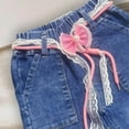 thumbnail image 5 of NAISIBABY Girls Jeans Size 7, High Rise with Bow Lace Belt Baggy Wide Leg Kids Fashion Denim Pants Blue（2-8T), 5 of 6