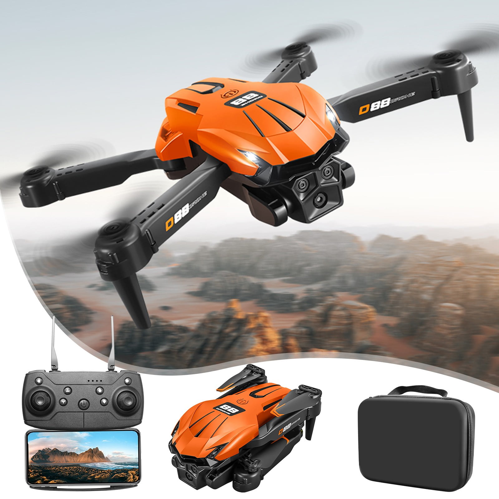Drone with High-Definition Dual Camera, Quadcopter with 360掳stunt roll, One Click Takeoff And Landing, Folding Body, Remote Control Gifts Boys Girls