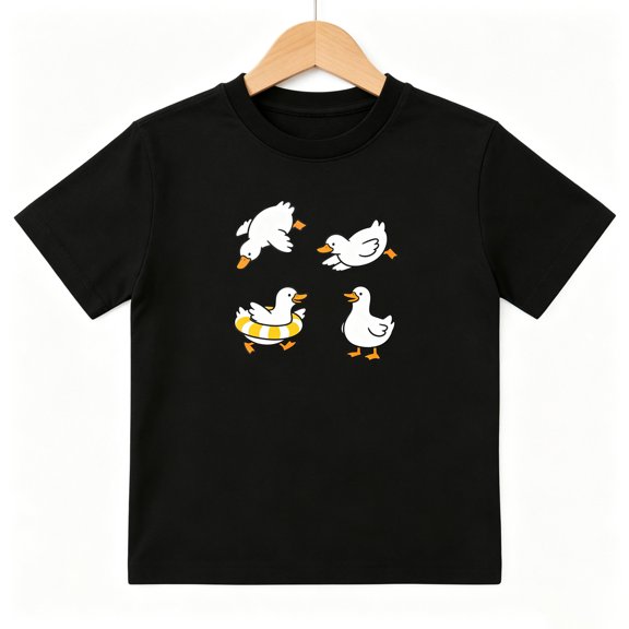 Cute Ducks Boys Graphic Tees Summer Water Kids T-Shirt 100% Cotton Short Sleeve Tops Ages 4-13Y
