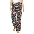 thumbnail image 2 of Kdxio Women's Comfy Stretch Various Languages MotherPrint Drawstring Pajama Pants-Large, 2 of 9