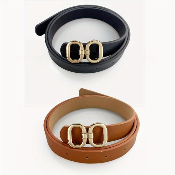 2pcs Reversible Belt for Women with Buckle Ladies Belt for Jeans Pants, Paired with Suit Jeans and Women'S Belt