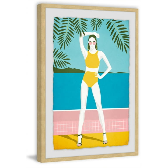 Yellow Bikini Framed Painting Art Print