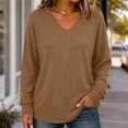 thumbnail image 6 of Tqcoqu Women's Ribbed V‑Neck Sweatshirt, Loose Long Sleeve Knit‑Like Pullover Casual Loungewear Top, 6 of 9