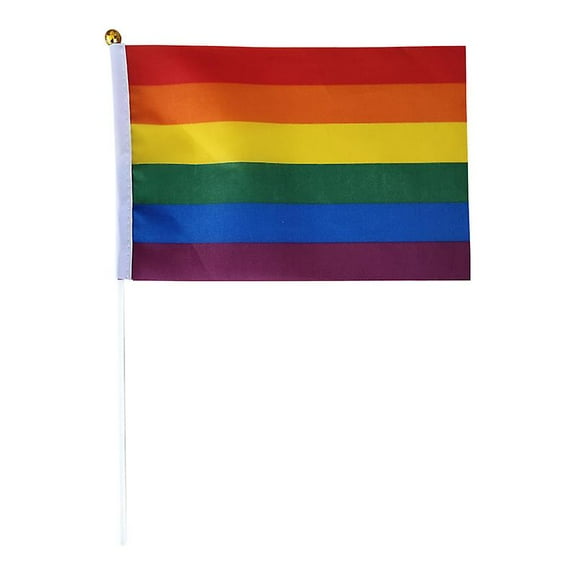 Rainbow Gay Pride Flag Lgbt Small Flag Hand Waving Flag Stick Flags, Party Supplies Decor For Rainbow Festival Parades