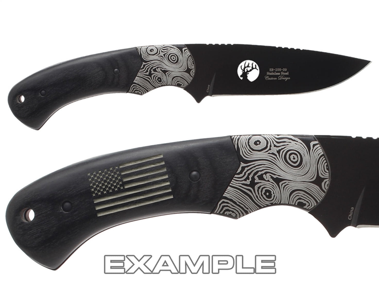 Fixed Blade Elk Ridge Hunting Knife 8.3" Engraved by NDZ Performance - Airborne Jump Wings