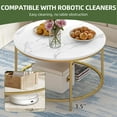 thumbnail image 2 of DEXTRUS 2-Tier Round Coffee Table Marble Center Cocktail Table with Glass Open Storage Shelf, White, 2 of 7