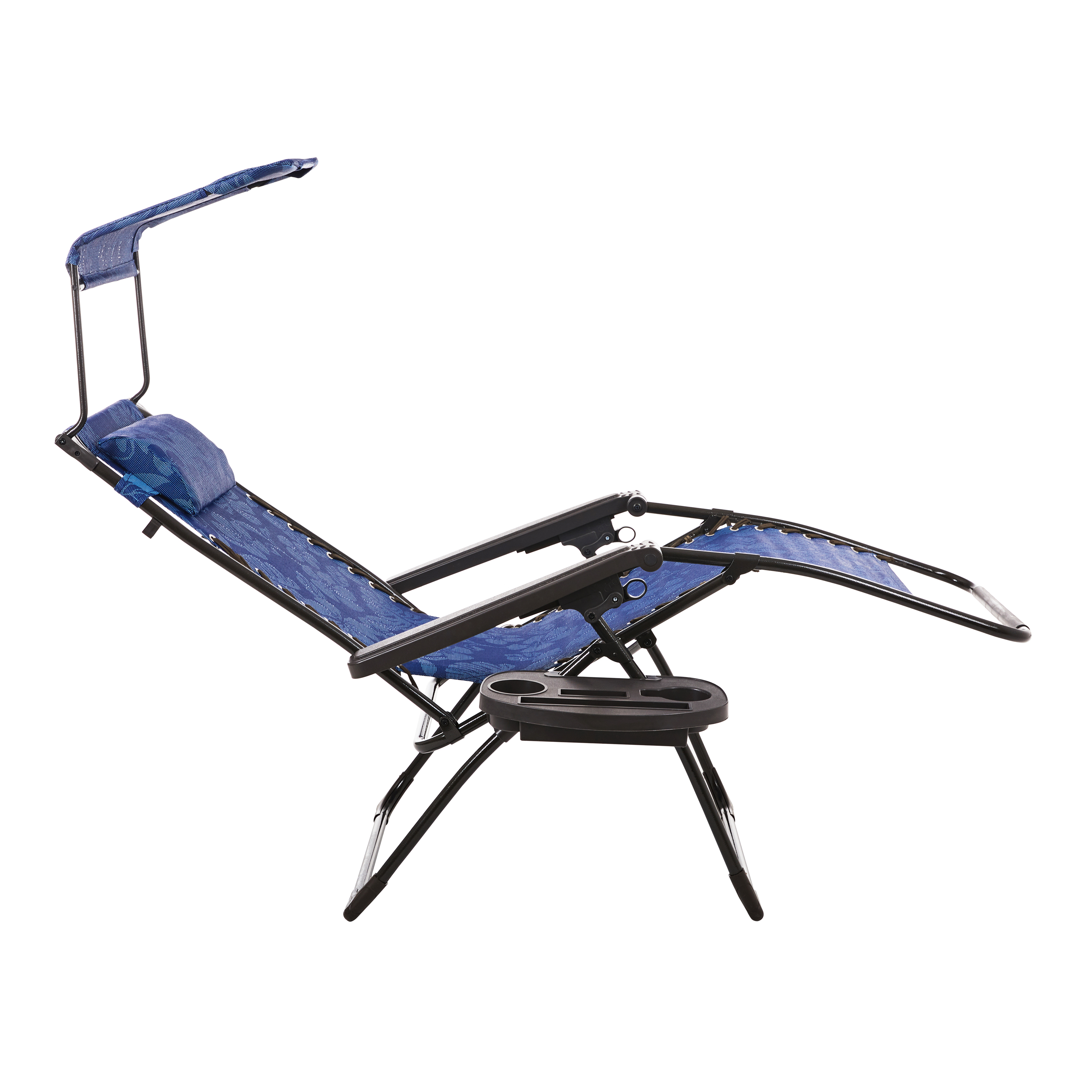 Bliss Hammocks Blue Flower 26" Wide Zero Gravity Chair w/ Adjustable Canopy, Drink Tray & Pillow, 300 Lb. Capacity - image 2 of 13