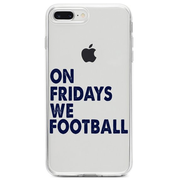 DistinctInk Clear Shockproof Hybrid Case for iPhone 7 PLUS / 8 PLUS (5.5" Screen) TPU Bumper Acrylic Back Tempered Glass Screen Protector - On Fridays We Football
