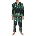 thumbnail image 3 of Naloa Mystical Black Cat Fireflies Men’s Pajamas Set - Long Sleeve Button Down Sleep Shirt and Pajama Bottoms Sleepwear Set-Large, 3 of 7