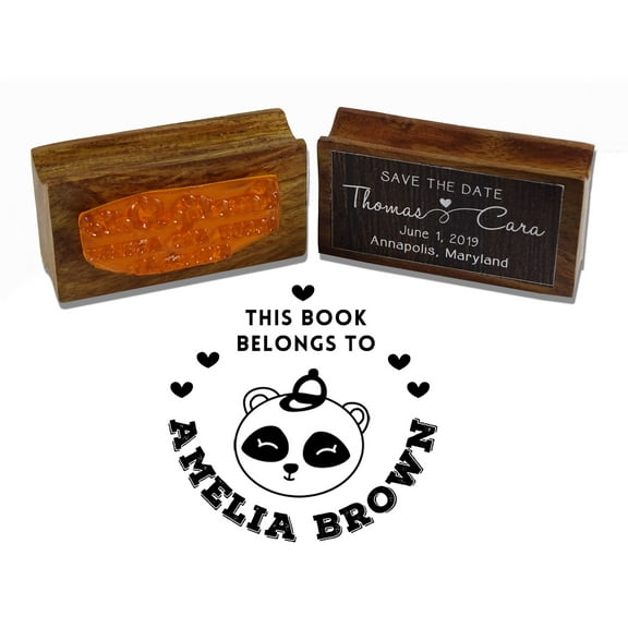 Printtoo Round Personalized Library Stamp Custom Wood Mounted Stamp This Book Belongs To Rubber Stamper-1.77 Inches Diamater