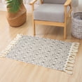 thumbnail image 2 of Cotton Rug with Fringe Printed Triangle Pattern Washable Carpet for Bedroom, Kitchen, Laundry Gray 60 x 130cm, 2 of 5