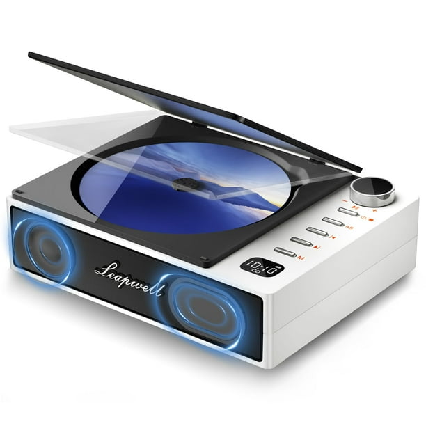 Reproductor de CD portátil Leapwell con Bluetooth recargable blanco