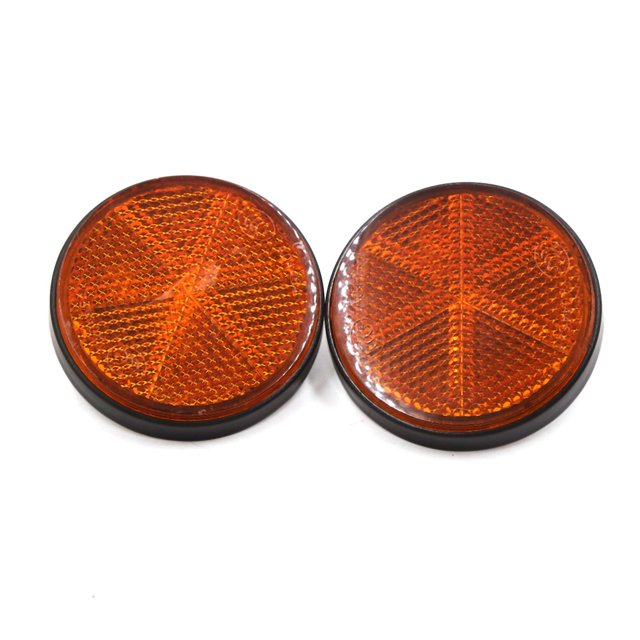 2pcs Negro Redondo de plástico Naranja Reflectante Montaje de Tornillo Reflector de Advertencia para el Coche