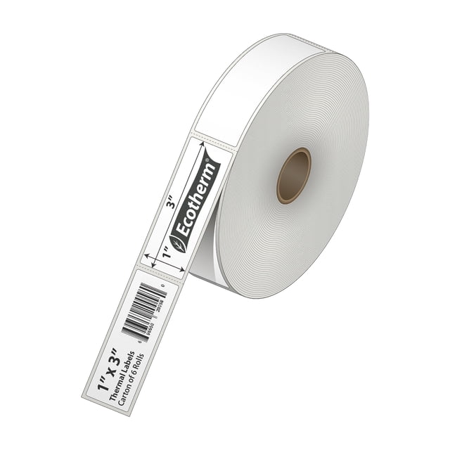 Etiquetas térmicas Ecotherm 1x3, 6 rollos, 5040, etiquetas Zebra Godex