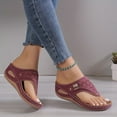 thumbnail image 6 of Women's Solid Color Thong Sandals, Slip On Platform Casual Slides, Buckle Belt Soft Sole Summer Wedge Slides, 6 of 11