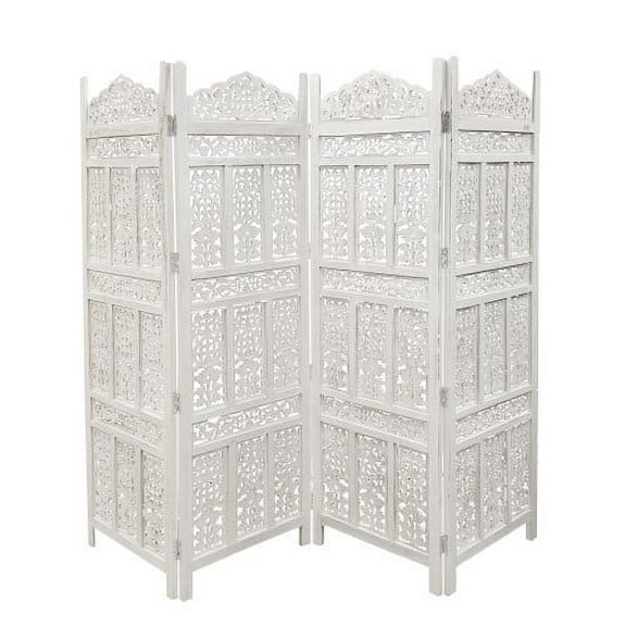 The Urban Port 1" 4-panel Contemporary Wood Partition Screen/Room Divider White