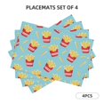 thumbnail image 2 of Placemats Set Of 4 / 6, Cute Fries Light Blue Placemats For Dining Table Indoor/Outdoors Heat Resistant Washable Placemats 18" X 12", 2 of 7