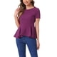 thumbnail image 4 of INSPIRAR CHIC Blusa de Peplum para Mujer de Manga Corta Cuello Redondo Primavera Verano Stretch S Púrpura, 4 of 6