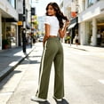 thumbnail image 4 of Hurxie Wide Leg Sweatpants Women High Waisted Baggy Sweat Pants Elastic Elevated Seams Loose Active Pants with Pockets Army Green,M, 4 of 6