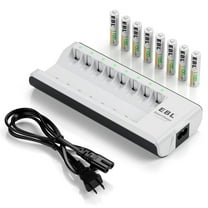 EBL AAA Rechargeable Batteries with 8-Bay Charger and Cable, New, 8 Count