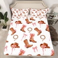 thumbnail image 2 of Feelyou Kawaii Cowgirl Boot Full Size Sheets, Princess Bowknot Bed Sheets, 4pcs, 2 of 7