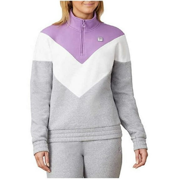 Fila Ladies' 1/4 Zip Pullover (Grey/Lavender/White, Large)