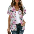 thumbnail image 5 of VILOVE Women Hawaiian Shirts Tropical Floral Printed Lapel Neck Button Down Short Sleeve Summer Cardigan Shirt, 5 of 9