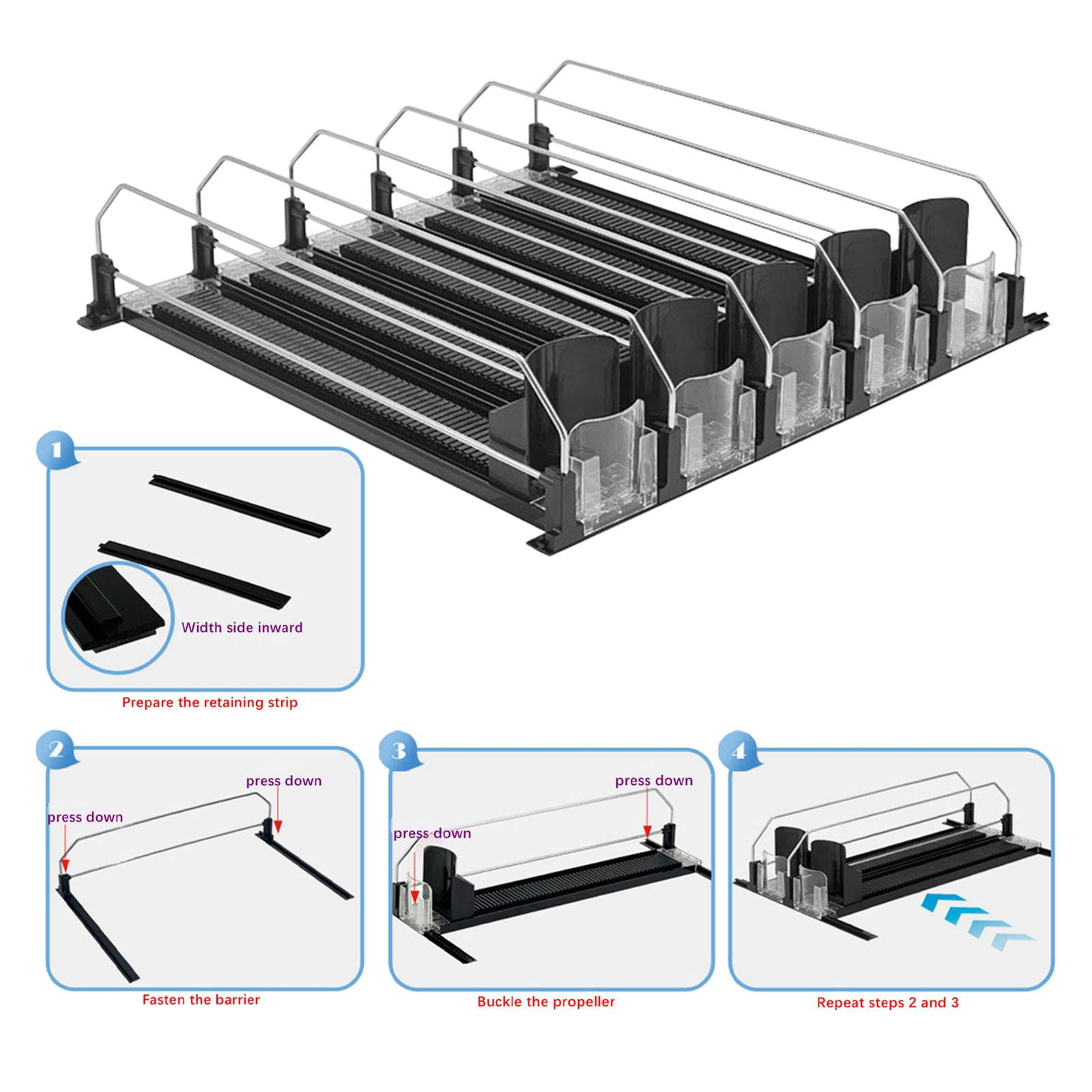 Nishiyuenyi Drink Organizer for Fridge Waterproof for Garage Commodity Shelves Household 5 5 row black