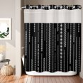 thumbnail image 2 of No Hook Shower Curtain, Contemporary Geometric Shower Curtains for Bathroom with See Through Top Window, Modern Abstract Simpel Lines Black Waterproof & Washable Bath Curtain Long 72"x78", 2 of 9