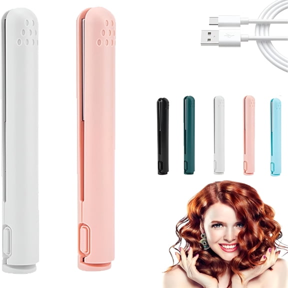 EXLEAF Mini Dual-Purpose Curling Iron Cozy Home Wand Flat Hair Straightener for All Types