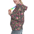 thumbnail image 2 of Lsque Rose Mix Leopard Pattern Casual Women's Hoodie,Hooded Sweatshirt with Kangaroo Pocket,Pullover Hoodie with Eye-catching Drawstrings-Small, 2 of 7