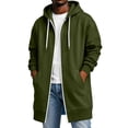 thumbnail image 2 of LNZGNM Hoodies for Men Zip Up Loose Fit Casual Fall Sweatshirts, Fashionable Drawstring Long Sleeve Top Coat with Pockets, Army Green (XXXXXL), 2 of 6